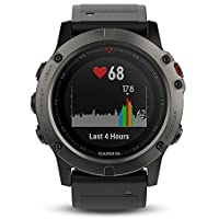 Garmin Fenix 5X- Reloj GPS con pulsómetro- zafiro gris con correa negra- talla 51 mm